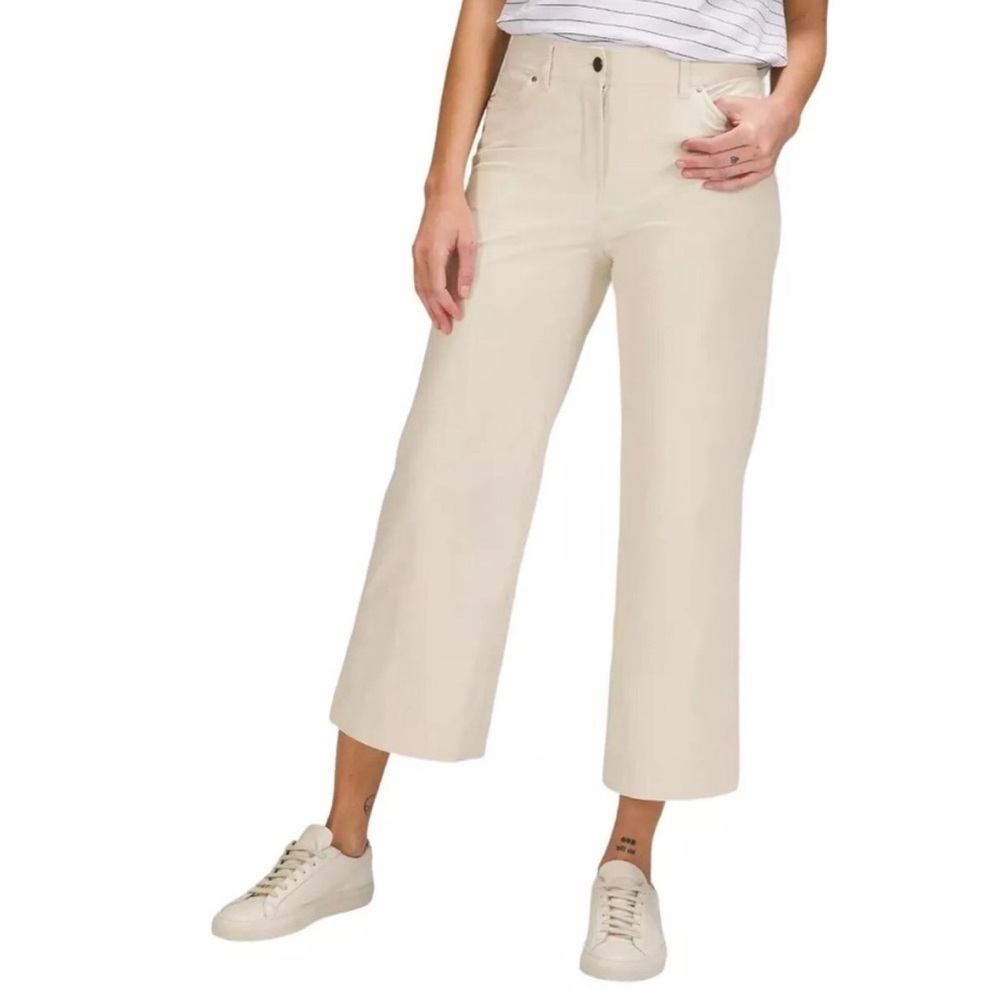 Lululemon City Sleek 5 Pocket Wide Leg HR 7/8 Pant‎ Sz 32 White Opal Plus Size